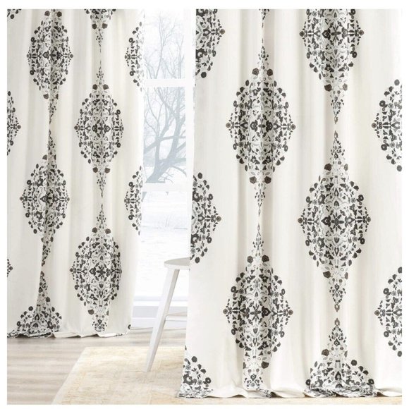 HPD Half Price Drapes PRTW-D41B-108 Printed Cotton Twill Curtain (1 Panel)